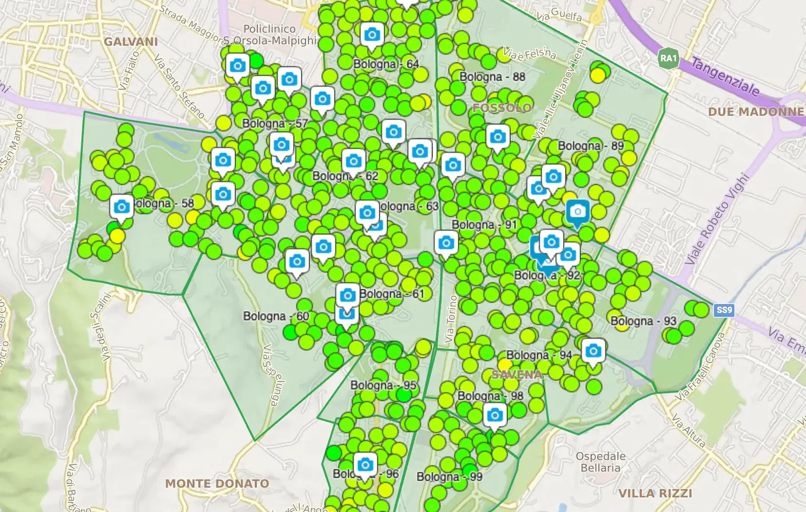 Mappa GPS tracciamento distribuzione volantini – Bologna